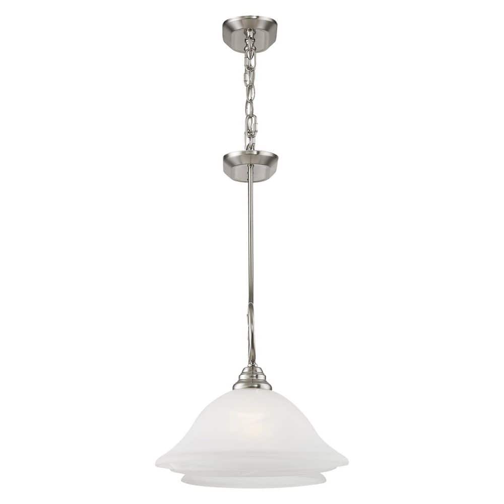 Brushed Nickel 3-Light Linear Chandelier with Alabaster Glass