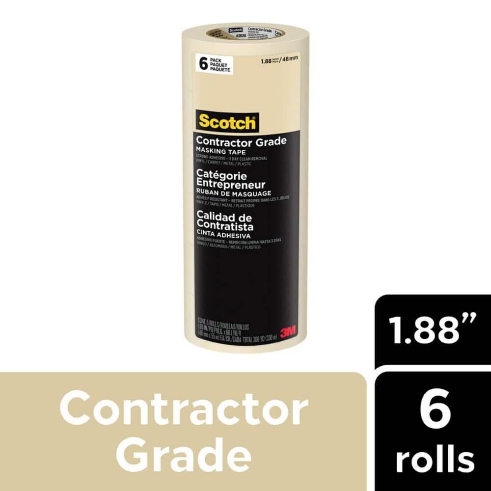 Scotch® Contractor Grade Masking Tape 2020-48TR-BK, 1.88 in X 60.1 yd (48  mm x 55 m), BULK - Masterworks Online