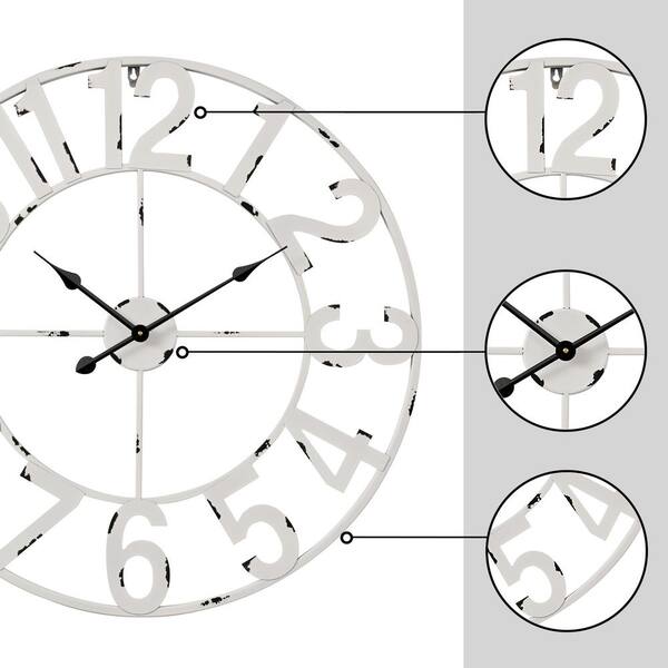 Utopia Alley Manhattan Industrial Wall Clock, Analog, White