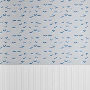Whale Splash Gray Blue Removable Peel and Stick Wallpaper Panel (Approximately Covers 26 sq. ft.)