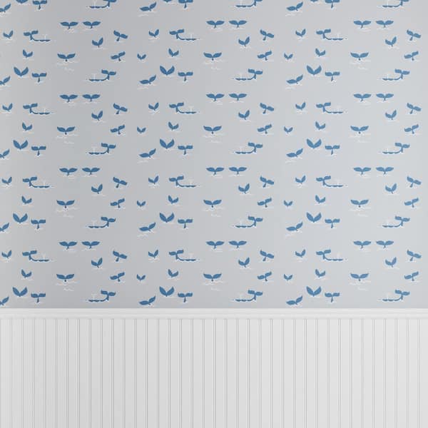 Whale Splash Gray Blue Removable Peel and Stick Wallpaper Panel (Approximately Covers 26 sq. ft.)