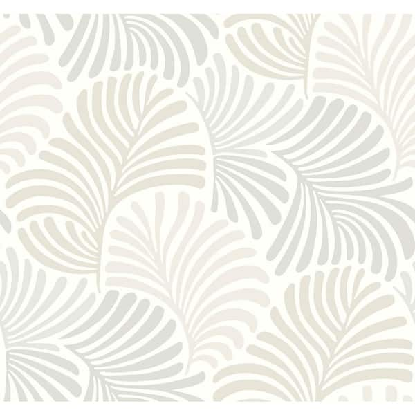 SCOTT LIVING Trousdale White Neutral Fanning Flora Wallpaper