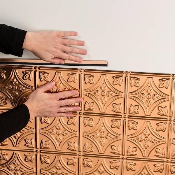 Fasade 47 in. Polished Copper Vinyl Large Profile J Trim (5-Pack