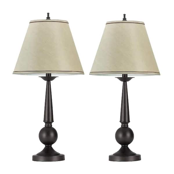 27 in. H Bronze and Beige Table Lamps with Cone Shade (Set of 2)