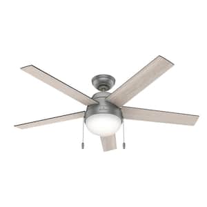 Anslee 52 in. LED Indoor Matte Silver Ceiling Fan with Light Kit