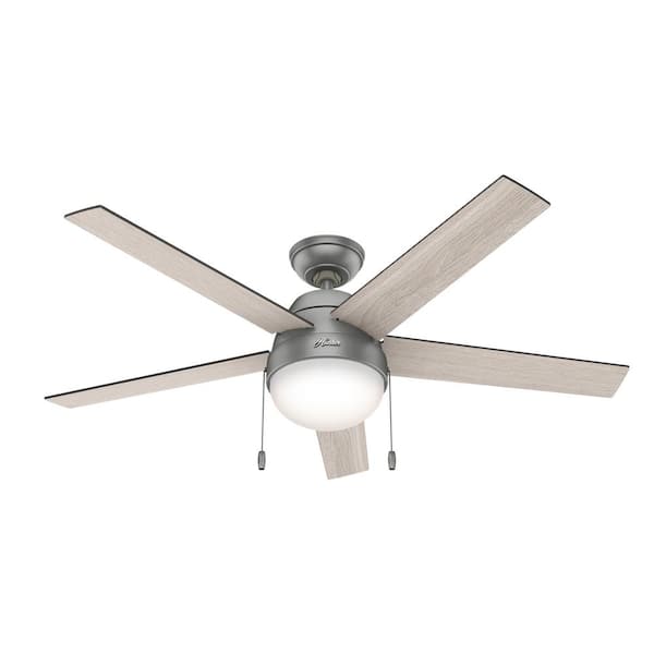 Anslee 52 in. LED Indoor Matte Silver Ceiling Fan with Light Kit