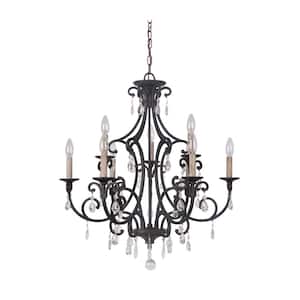 Bentley 9-Light Matte Black Finish w/Decorative Clear Crystals Chandelier for Kitchen/Dining/Foyer, No Bulbs Included