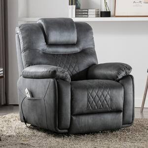 granger dark gray faux leather glider recliner