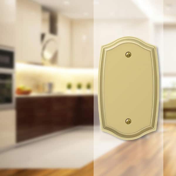 Vineyard 1 Gang Blank Steel Wall Plate - Polished Brass