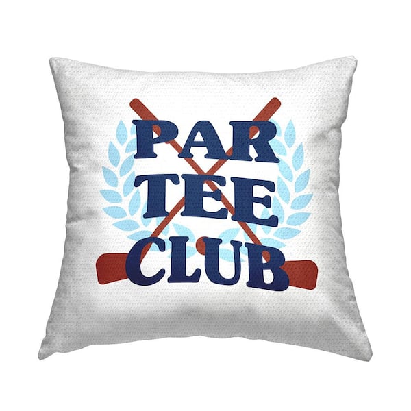Stupell Industries Par Tee Club Golfing Sports Laurel Blue Square Outdoor Throw Pillow