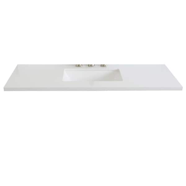 Bellaterra Home Ragusa II 49 in. W x 22 in. D Engineered Stone Single Basin Vanity Top in White with White Rectangle Basin