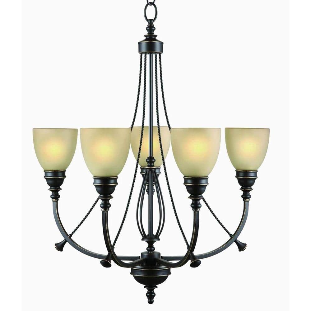 UPC 848566012019 product image for 5-Light Bronze Chandelier with Tea Stained Glass Shades | upcitemdb.com