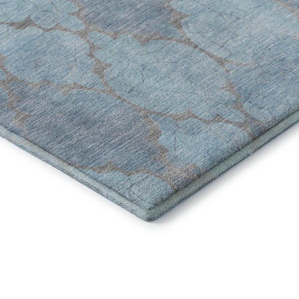 Mayfield Premium Machine Washable Abstract AMF1784 Denim 2 ft. x 3 ft. Area Rug