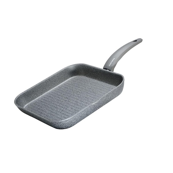 Moneta Greystone 11.5 in. Cast Aluminum Nonstick Grill Pan in Grey