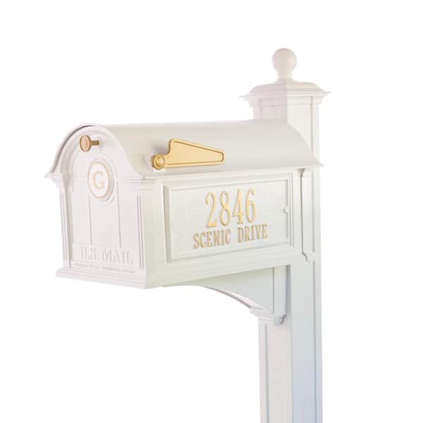 Whitehall Products Balmoral White Streetside Monogram Mailbox Package