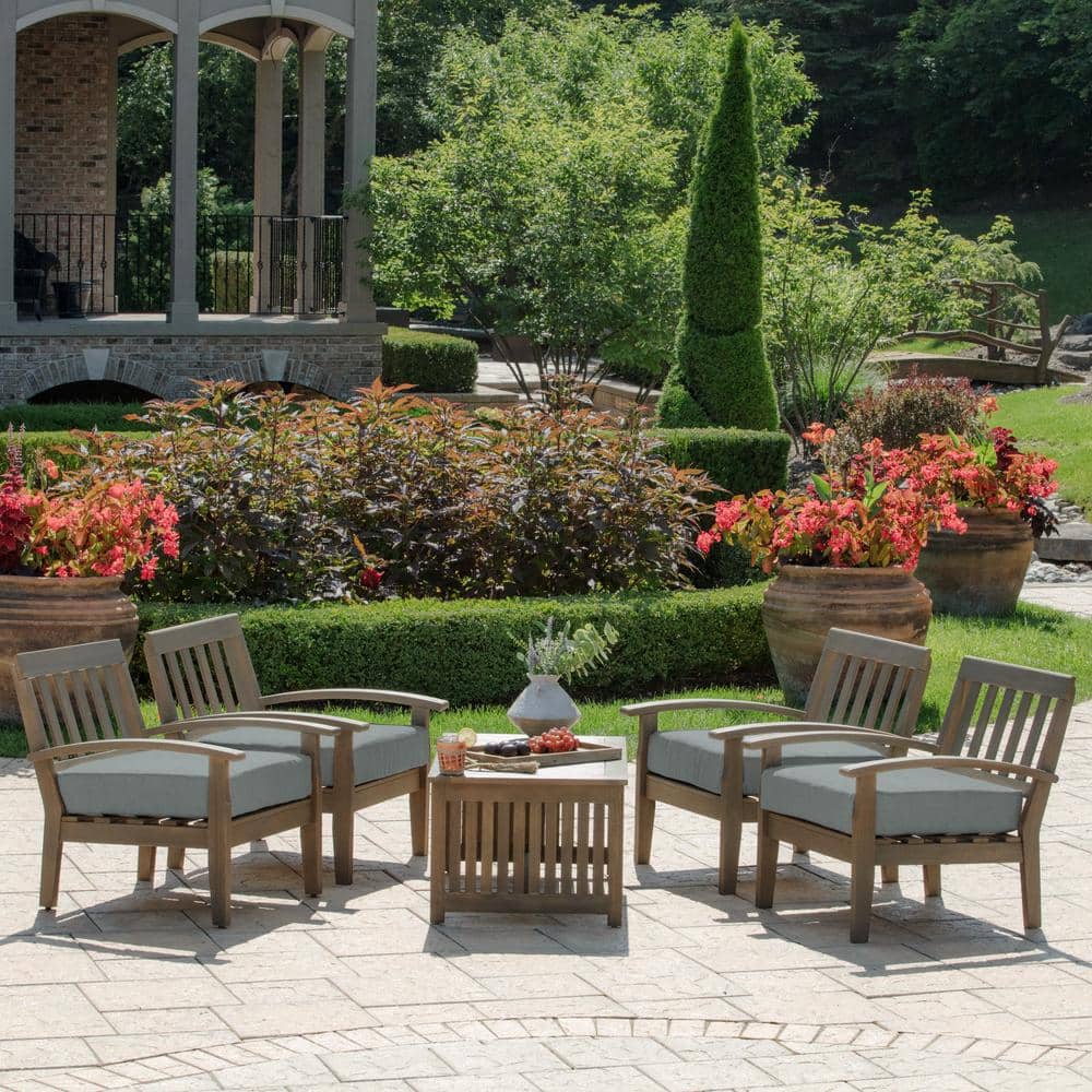 Stone Grey Polyester Outdoor Deep Seat Cushion, 24 x 24
