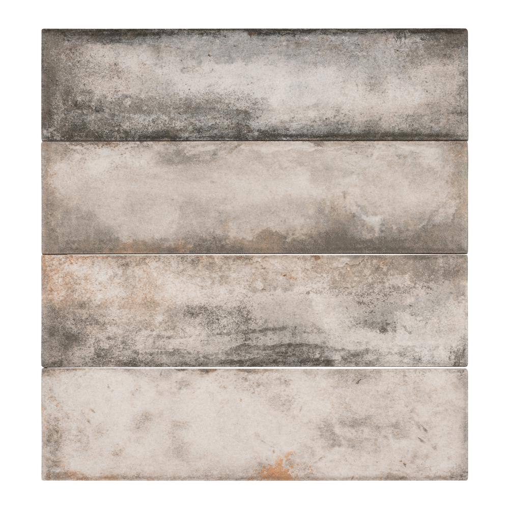 Lucian Clara Grey 3-in. x 11-in. Subway Stone Look Matte Porcelain Wall and