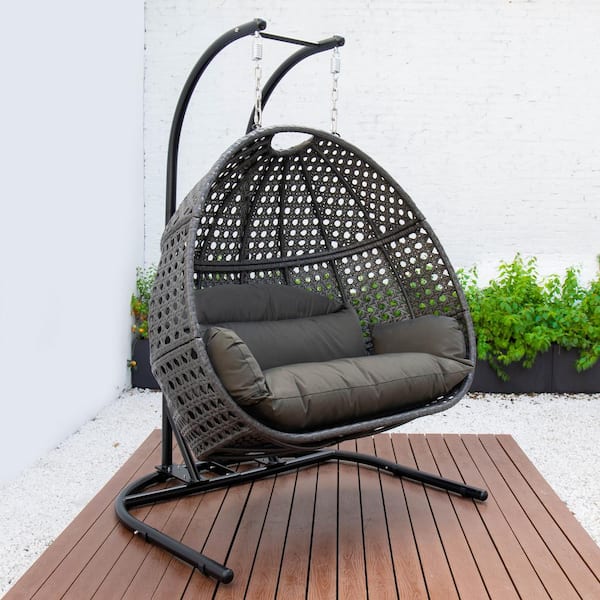 wicker hanging double egg chair