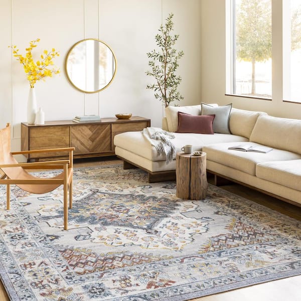Chandi Blue/Orange 8 ft. x 10 ft. Medallion Area Rug
