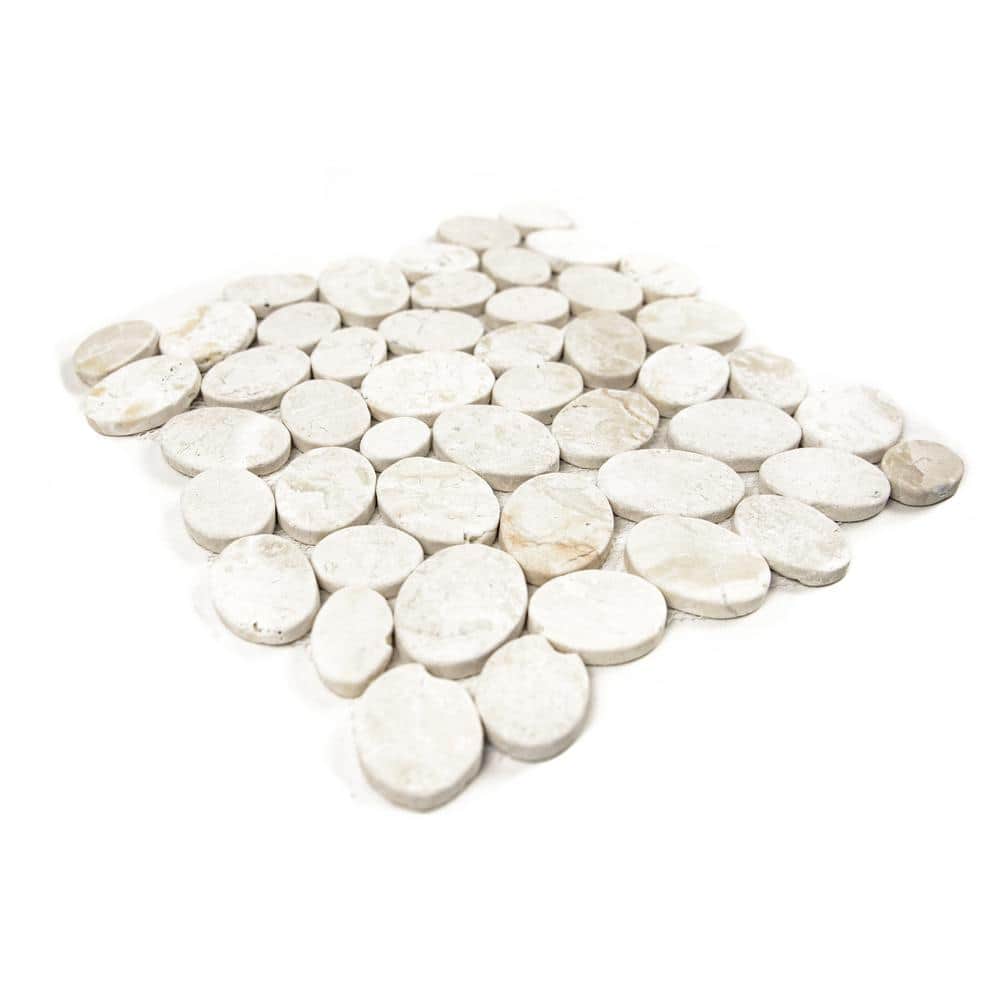 White Tumbled Marble Pebble Mosaic Tile for Floors and Walls