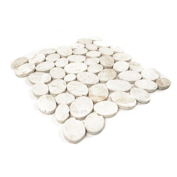 Pebble Marble Mosaic Tile Sample Color Off-White 4 in. x 6 in.