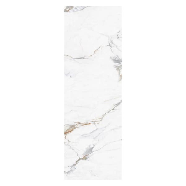 Calle Principal 32 in. W x 96 in. H Glue Up Porcelain Shower Panel Polished White Tile 4 Set (82.69 sq. ft. / Case)