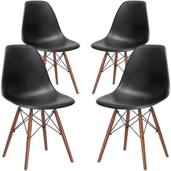 Poly And Bark Vortex Black Side Chair, Dining Chairs With Black Legs Set Of 4