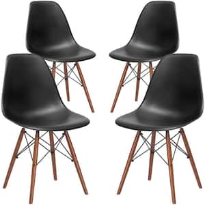 Vortex Black Side Chair with Walnut Legs (Set of 4)