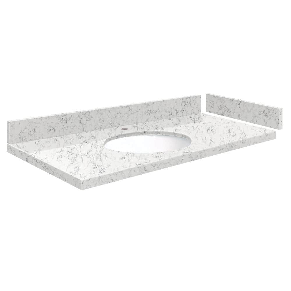 Silestone 37 in. W x 22.25 in. D Quartz White Round Single Sink Vanity Top in Lyra price history on PriceWatchPro