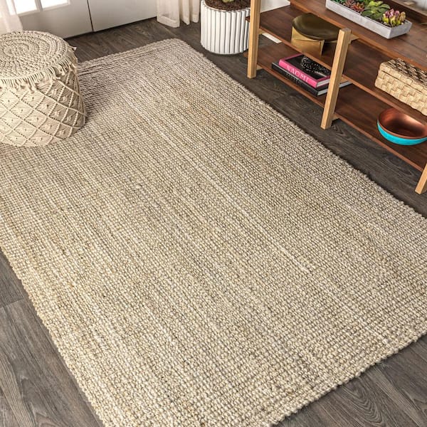 JONATHAN Y Natural Fiber 4 X 6 (ft) Jute Natural Indoor Solid  Bohemian/Eclectic Area Rug in the Rugs department at