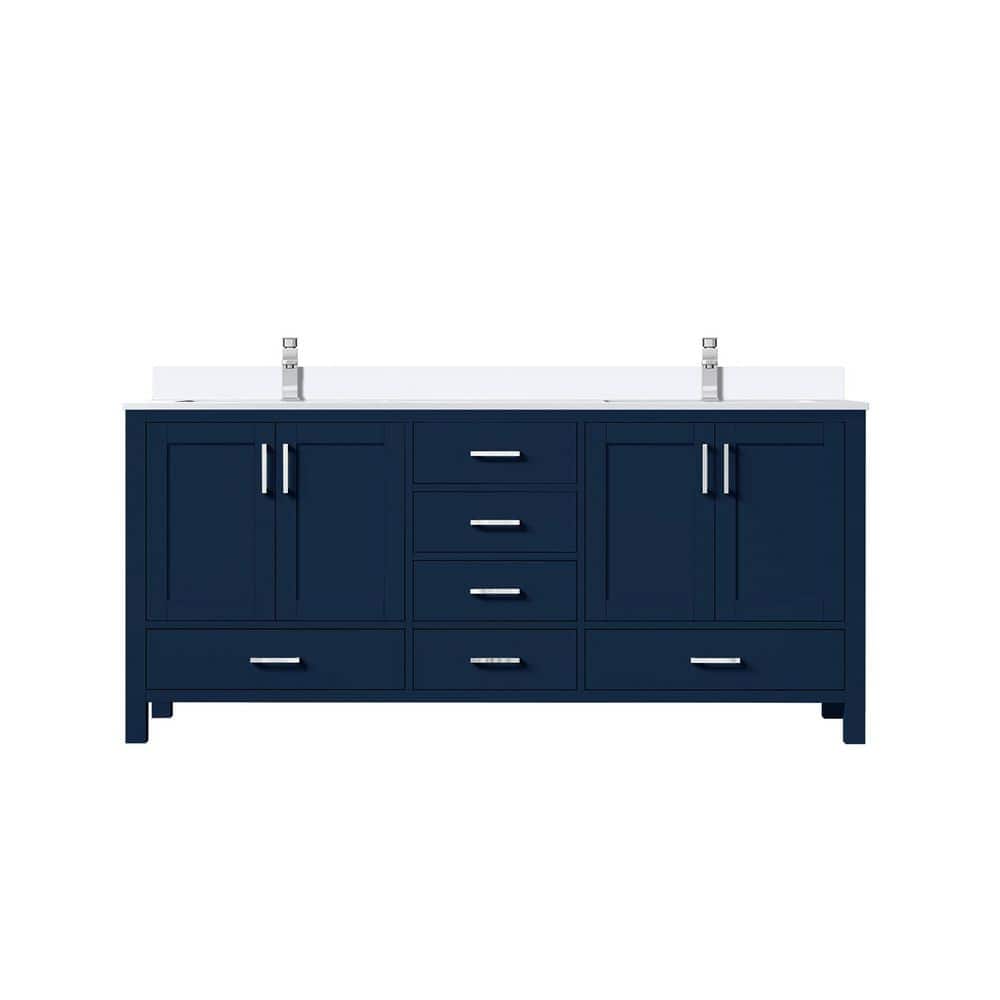 Jacques 72 in. W x 22 in. D Navy Blue Double Bath Vanity with White Quartz Top, and Faucet Set price history on PriceWatchPro