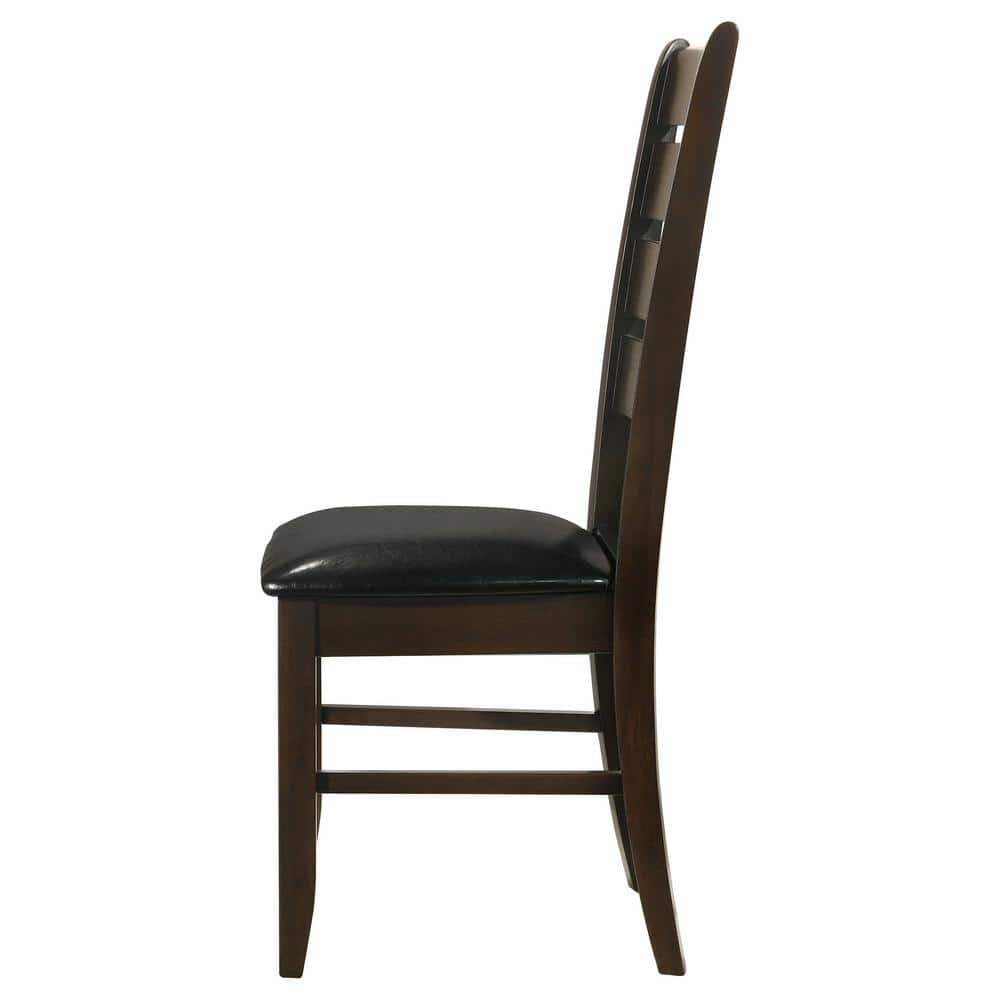 Espresso Brown Faux Leather Upholstered Ladderback Side Chair