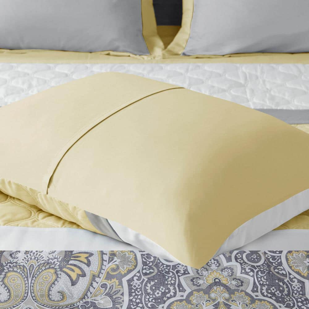California King Yellow Microfiber Down Alternative 8-Piece Bedspread Set