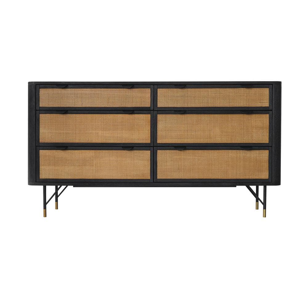 Saratoga 6-Drawer Black Dresser 33 in. H x 18 in. W x 61 in. D