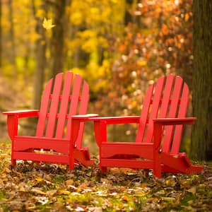 Icon Bright Red Recycled Plastic Folding Adirondack Chair (2-Pack)