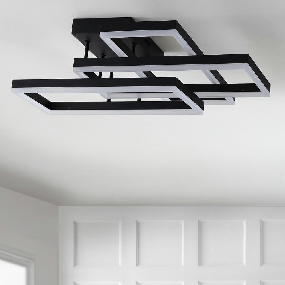 Lumina 28" LED Black Geometric Flush Mount Ceiling Light