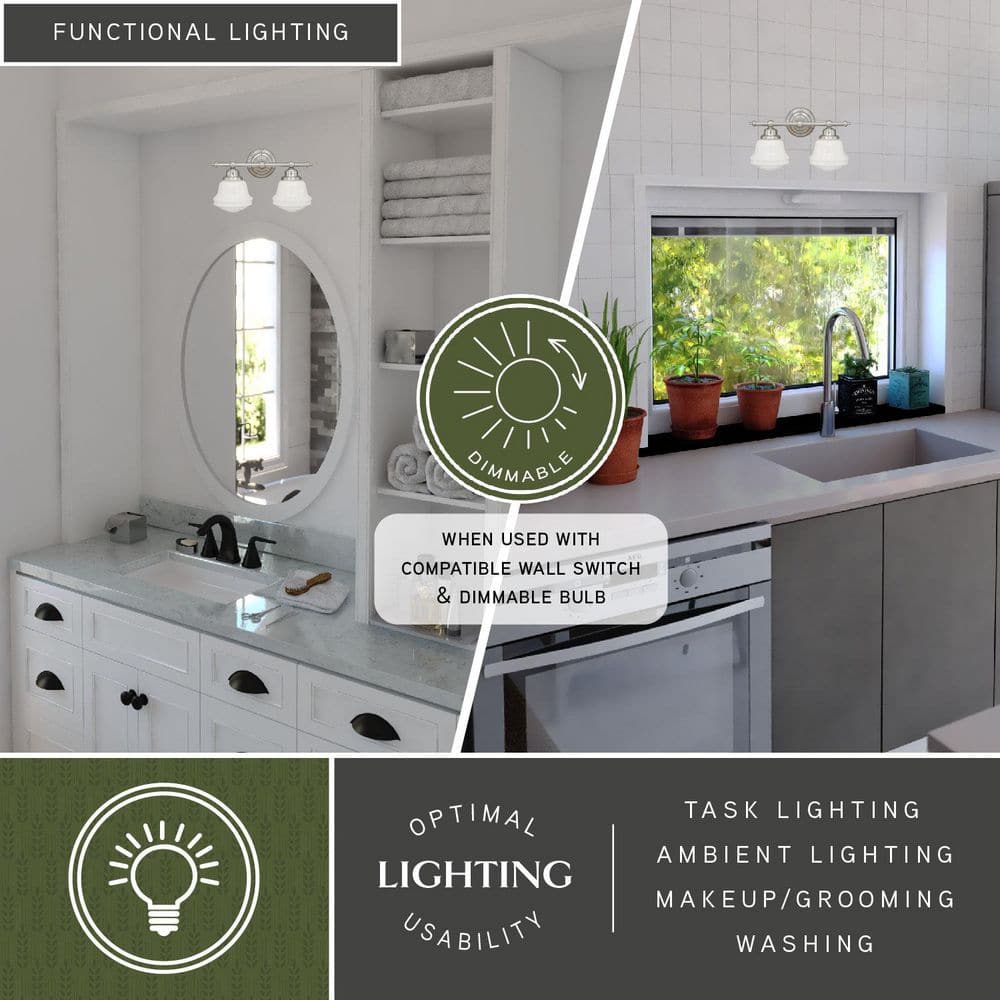 Huntley 16" Satin Nickel and White Glass Bathroom Vanity Light