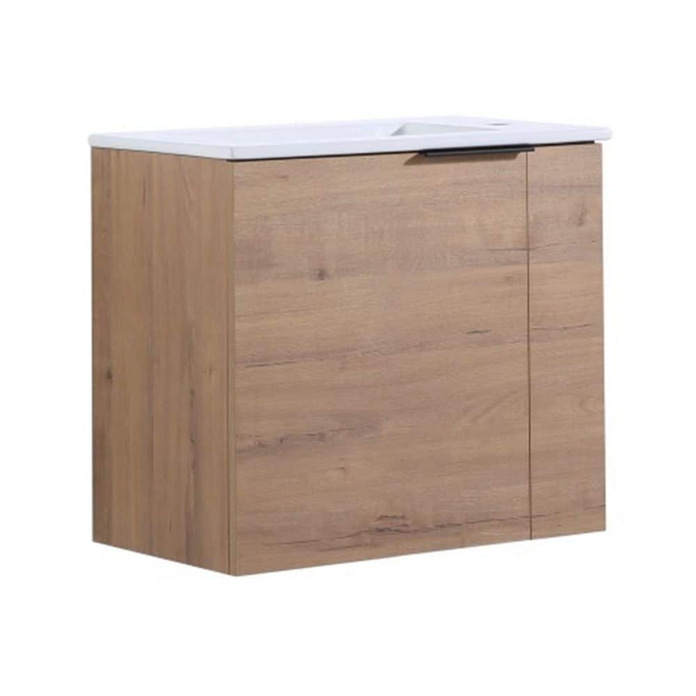 13 in. W x 22 in. D x 19.7 in. H Bath Vanity in Imitative Oak with White Pl