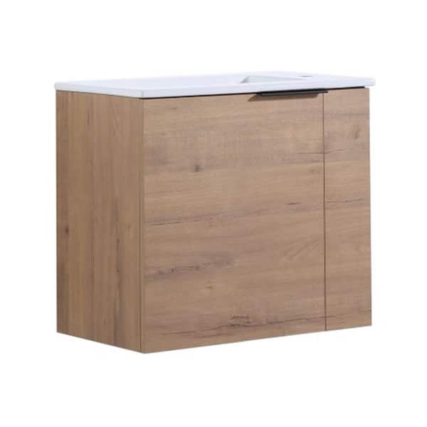 Unbranded 13 in. W x 22 in. D x 19.7 in. H Bath Vanity in Imitative Oak with White Plywood Top