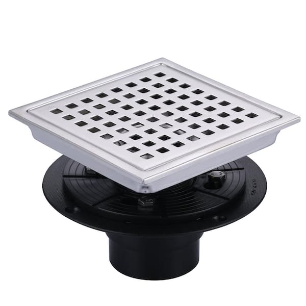RELN 8 in. x 8 in. Stainless Steel Square Shower Drain with Wave