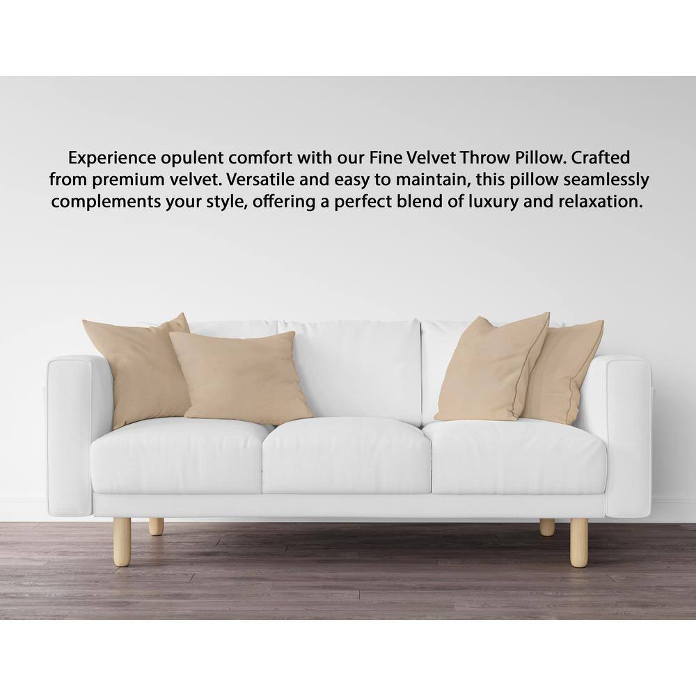 Mocha Velvet 20" Square Hypoallergenic Throw Pillow Set
