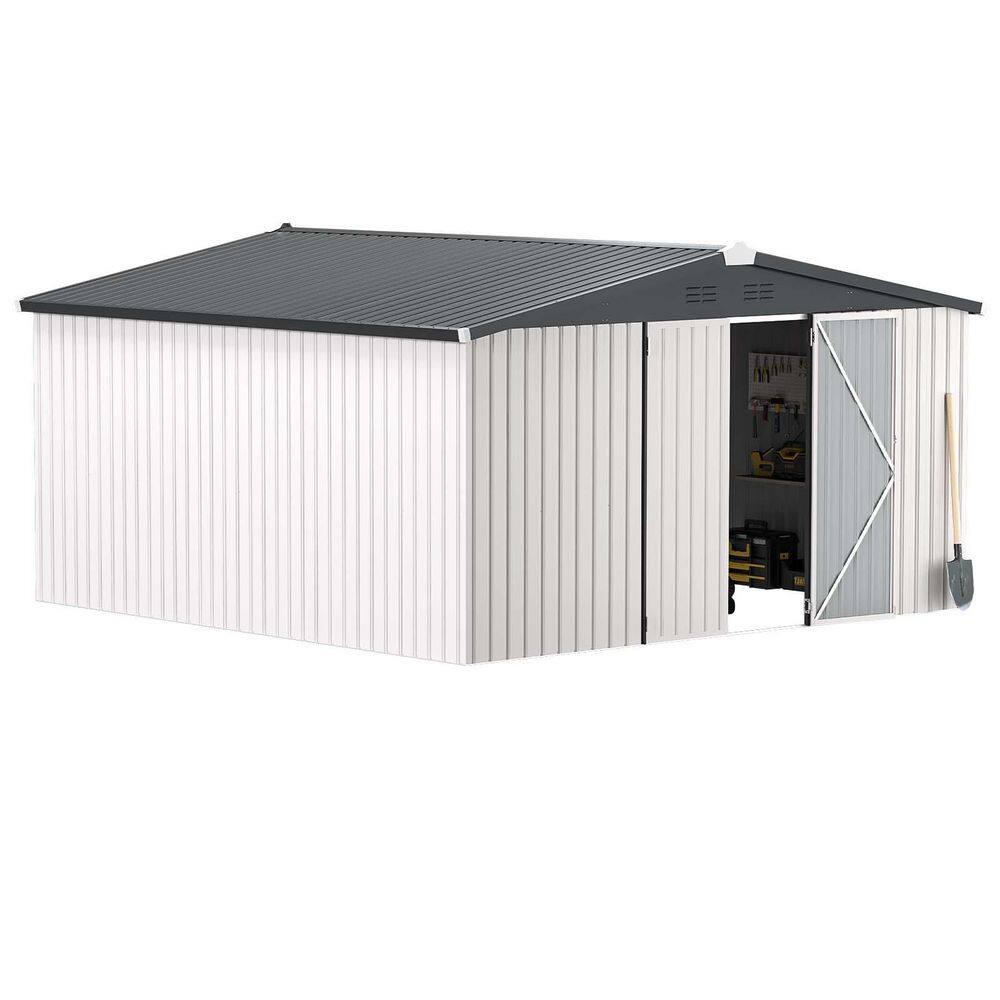 12 ft. W x 12 ft. D White Metal Shed with Lockable Door, Vents (144 sq. ft.) price history on PriceWatchPro