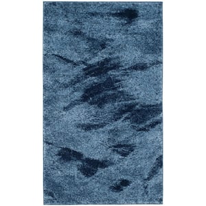 Retro Light Blue/Blue Doormat 3 ft. x 5 ft. Gradient Area Rug