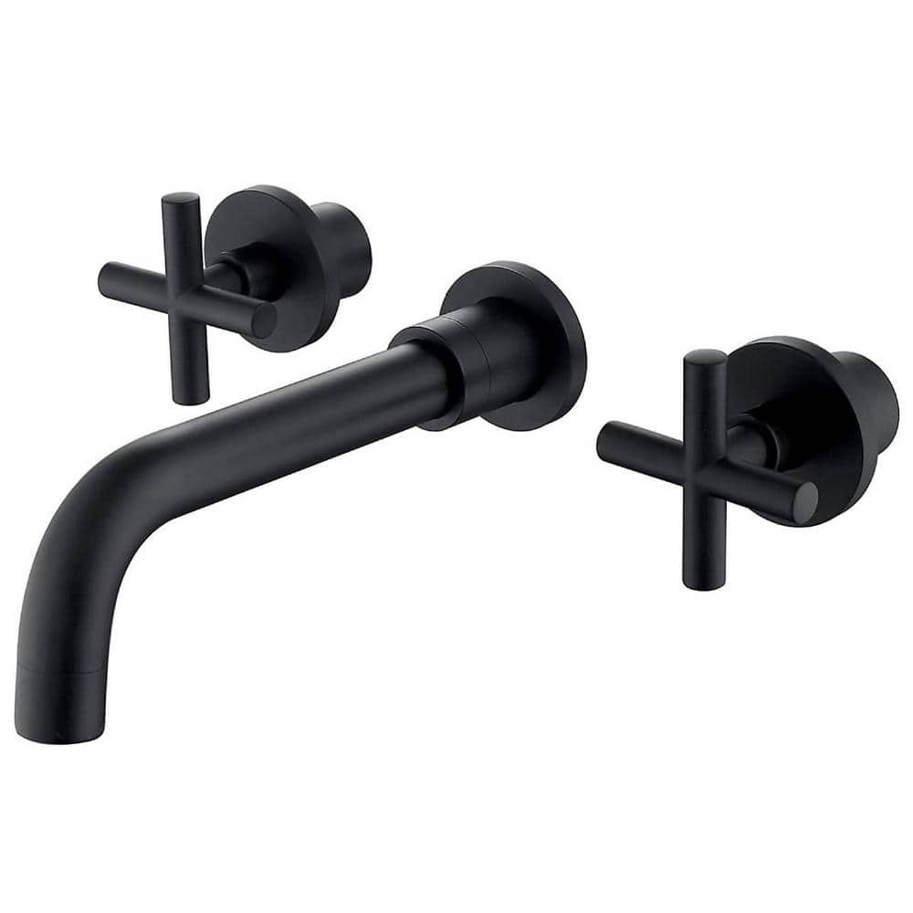 Double Handle Wall Mounted Bathroom Faucet in Matte Black with Brass Rough-in Valve price history on PriceWatchPro