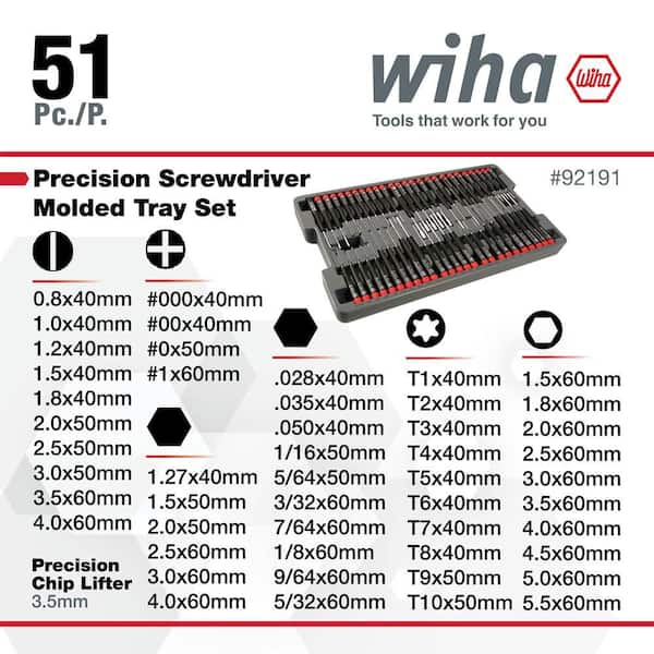 Wiha Precision Screwdriver Tray Set (51-Piece) 92191 - The Home Depot