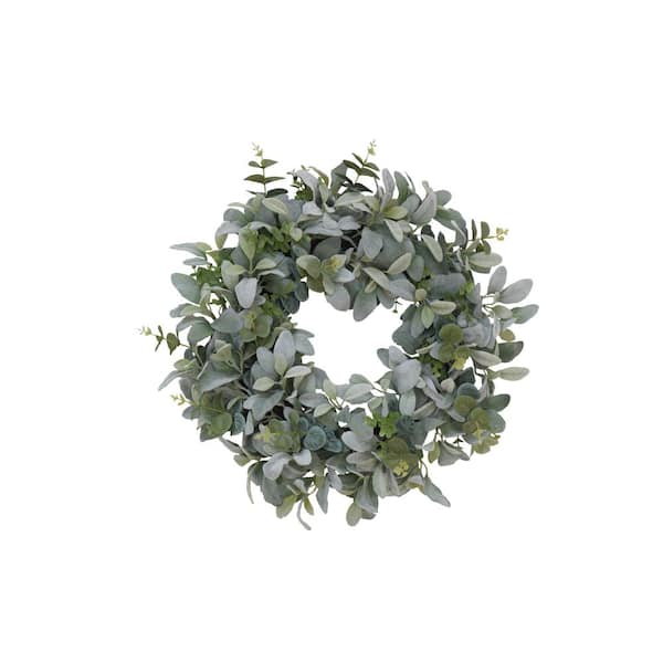Puleo International 22 in. Unlit Lambs Ear Artificial Christmas Wreath