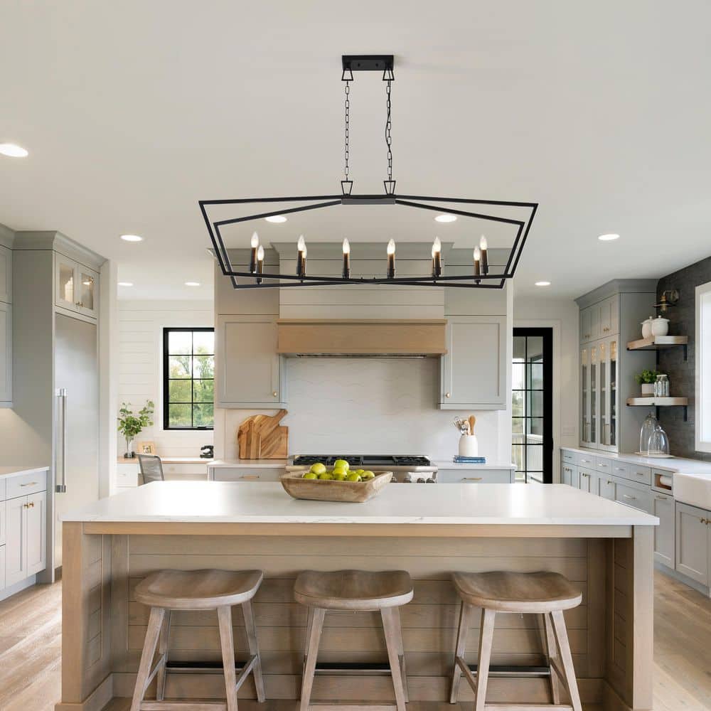 12-Light Black Kitchen Island Lighting, Large Farmhouse Chandelier for Dining Room Over Table, Modern Linear Chandelier price history on PriceWatchPro