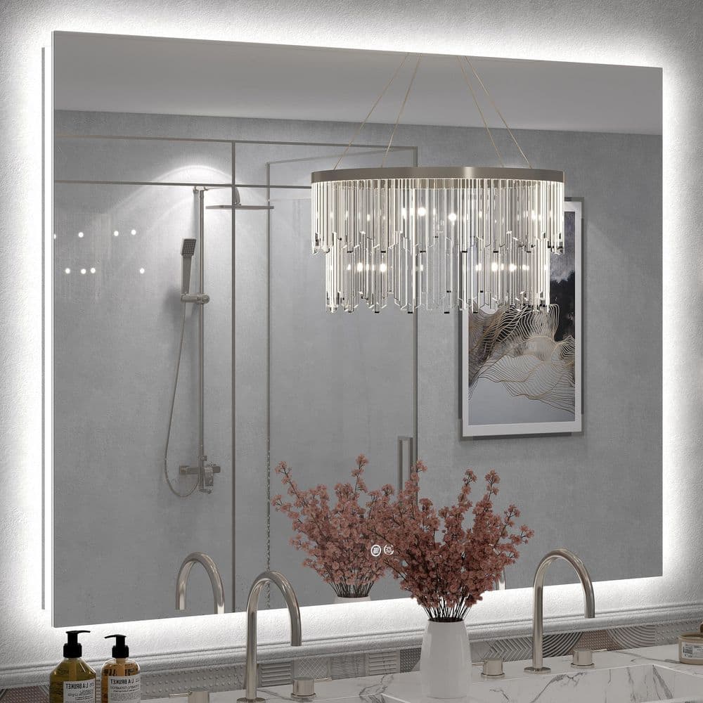 50 in. W x 40 in. H Rectangular Frameless Super Bright Backlited LED Anti-Fog Tempered Glass Wall Bathroom Vanity Mirror price history on PriceWatchPro