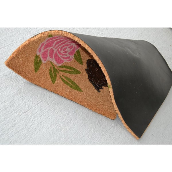 Vinyl Back Flowers and Butterflies 30 in. x 18 in. Coir Door Mat