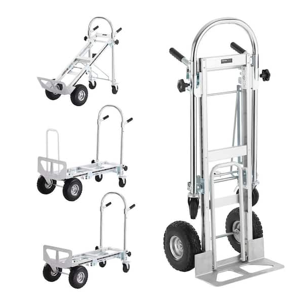 4-in-1 Aluminum Folding 1000 lbs. Capacity Hand Truck with Rubber Wheels Heavy-Duty Industrial Collapsible Cart